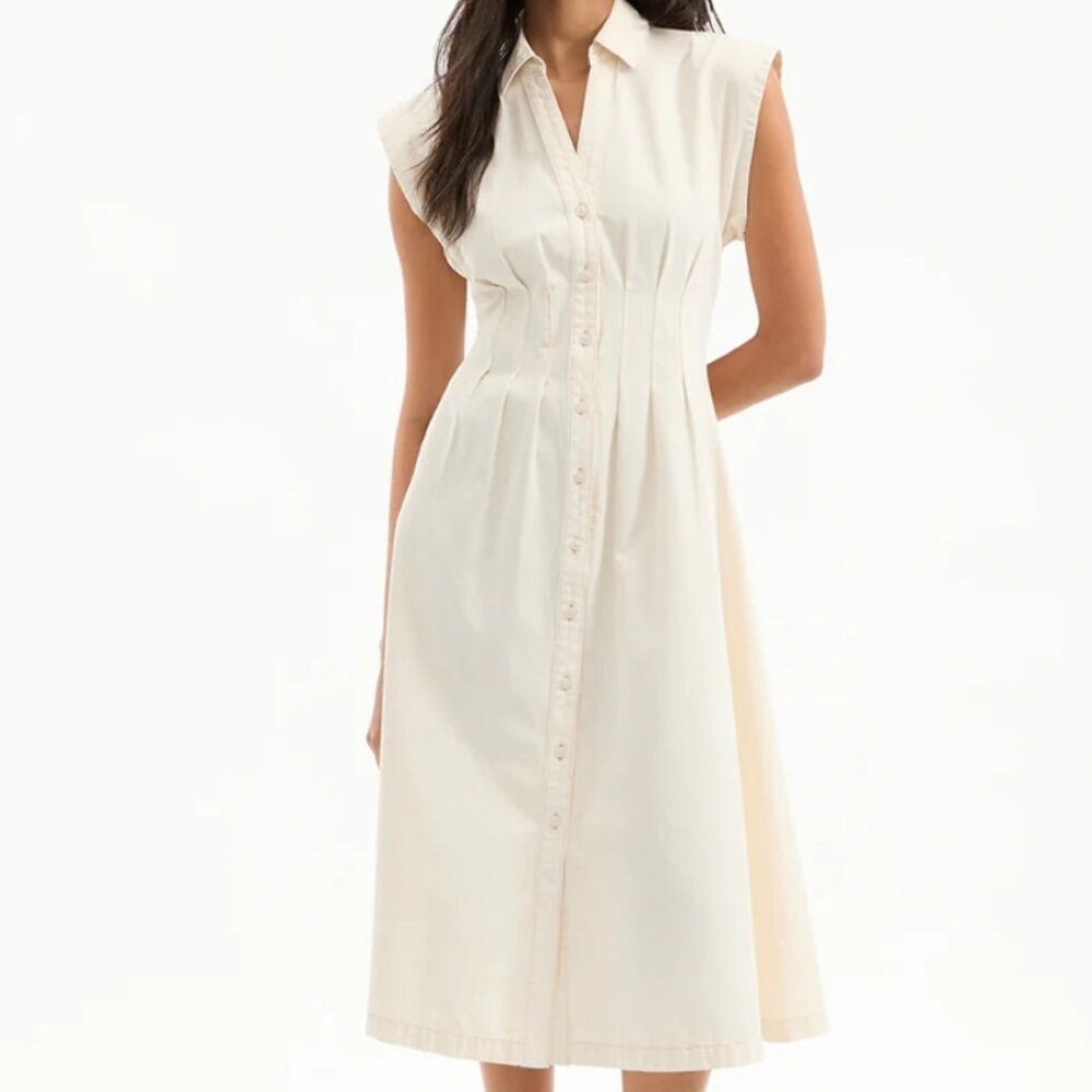 Veronica Beard Ruben Cotton Midi Dress w/Collar